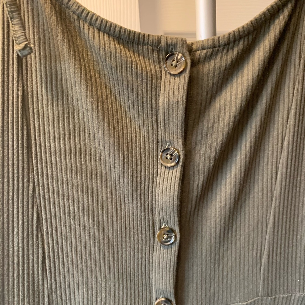 TOPSHOP green button up dress